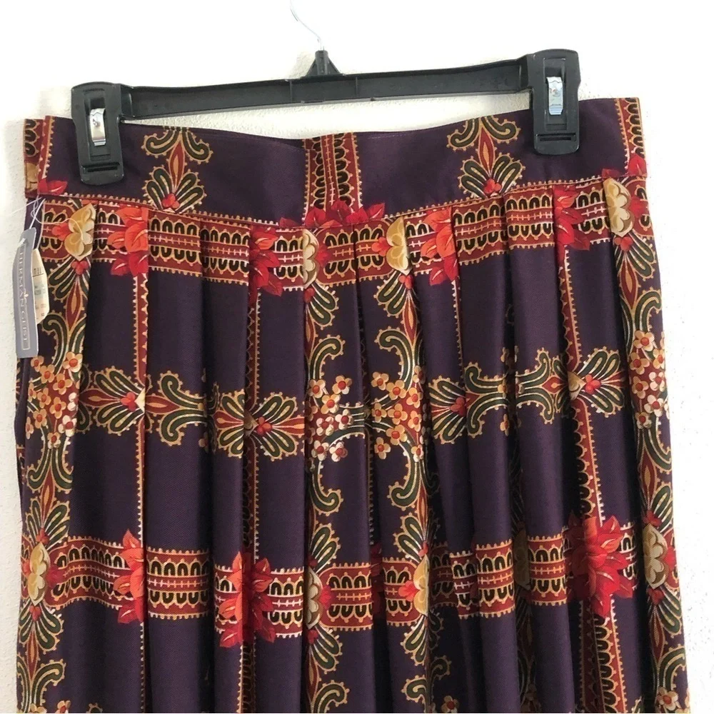 Vintage Pleated Midi Skirt Baroque Print Dark Academia Equestrian 12